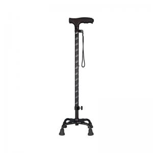 Non-slip Cane with Light Aluminum Alloy Four-legged Walking Stick for the Elderly Portable Adjustable Cane