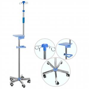 Good Quality Stainless Steel Floor Infusion Support Removable Hospital Medical Infusion Iv Pole Drip Stand
