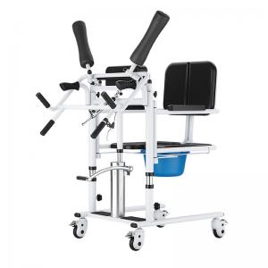 Hot Sale Manual Patient Transfer Chair Lifting Chair with Commode for Handicapped Elderly Paralyzed Disabled People