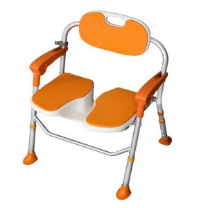 Shower Bath Toilet Chair Seat for Elderly & Handicapped Portable Armrests Stable Bottom Height Adjustment Tools Bathroom Safety