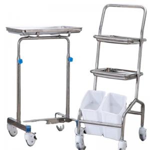 Modern Design Height Adjustable Stainless Steel Beauty Cart Salon Items Tray Dressing Trolley for Hospital Use Metal Material