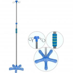 Convenient Drip Infusion Stand Portable Medical IV Pole with Adjustable Height for Hospital Use Modern Design Steel Metal Base
