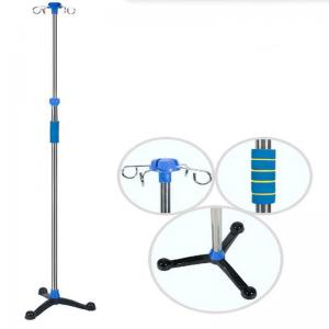 Ginee Medical Portable Medical Stand Rack Height Adjustable Stainless Iv Infusion Pole With Solid Metal Base for Hospital Clinic