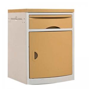 Hospital furniture medical anti-lock braking system desktop wooden bedside storage cabinet with HPL board drawer and door