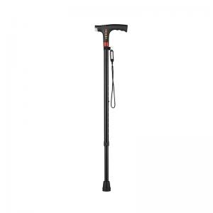 Factory supply intelligent aluminum alloy four-leg crutches for the elderly with LED light illumination and rehabilitation therapy supplies.Lightweight five-stage aluminum alloy hiking staff folding t